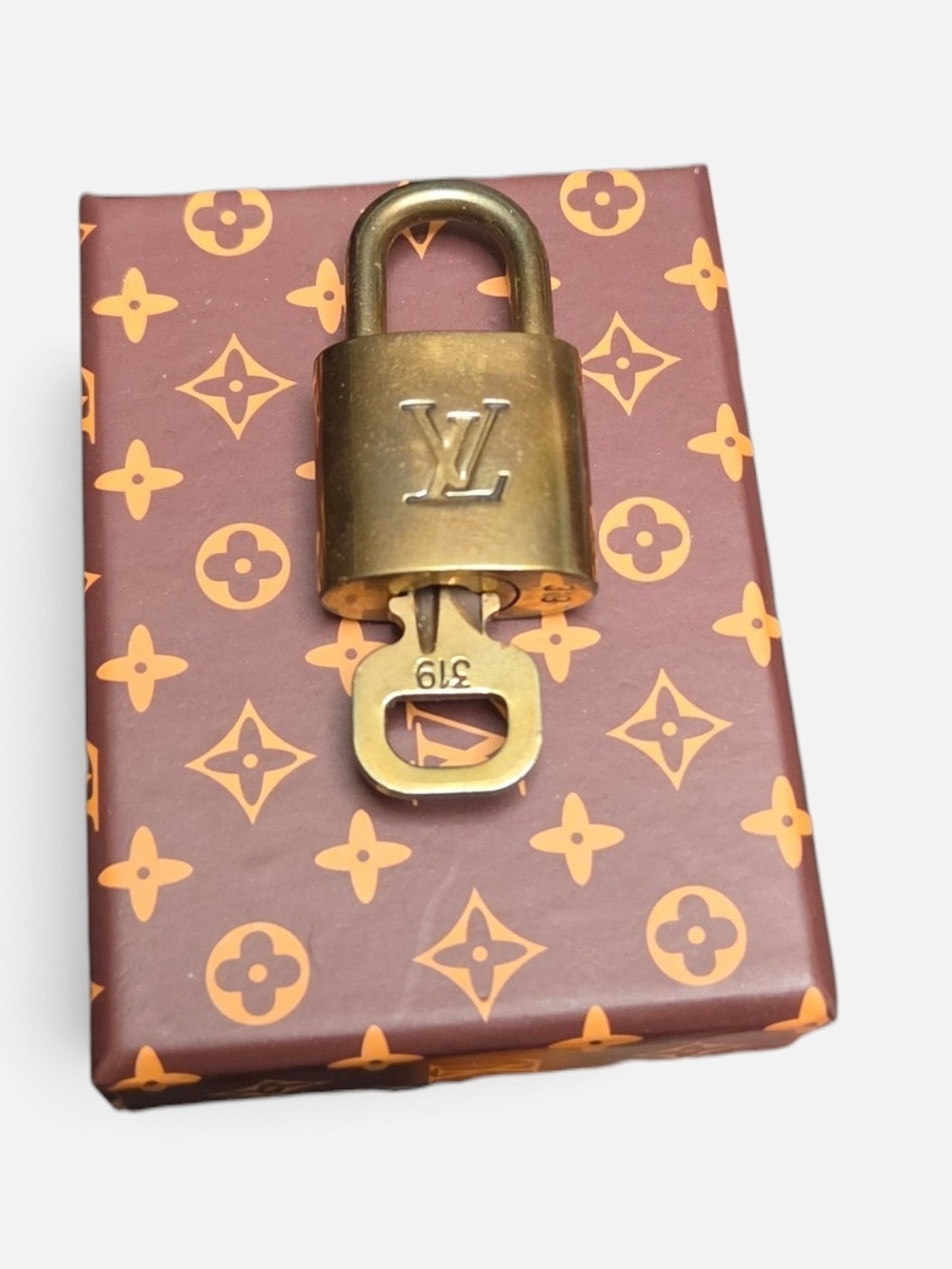 Louis Vuitton Gold-Tone Monogram Padlock with Key